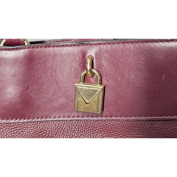 MICHAEL KORS GRAMERCY LARGE OX BLOOD PEBBLED LEATHER SATCHEL BAG PURSE - Picture 3 of 15